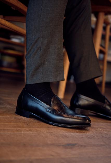 LOAKE Hornbeam Calf Saddle Loafer Black